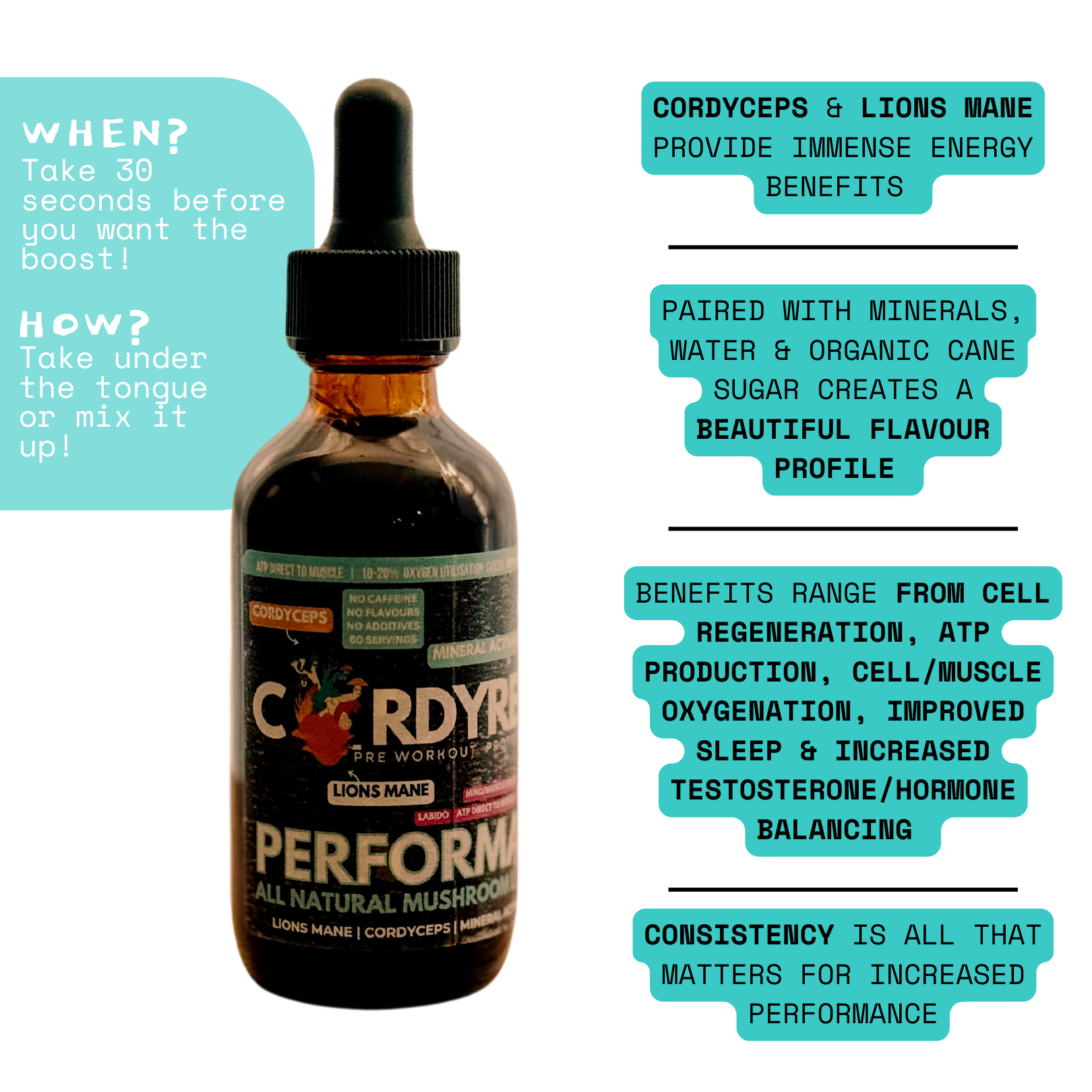 [18/102MINERALS] Mushroom Energy & Focus | Lions Mane & Cordyceps Supplement Concentrate